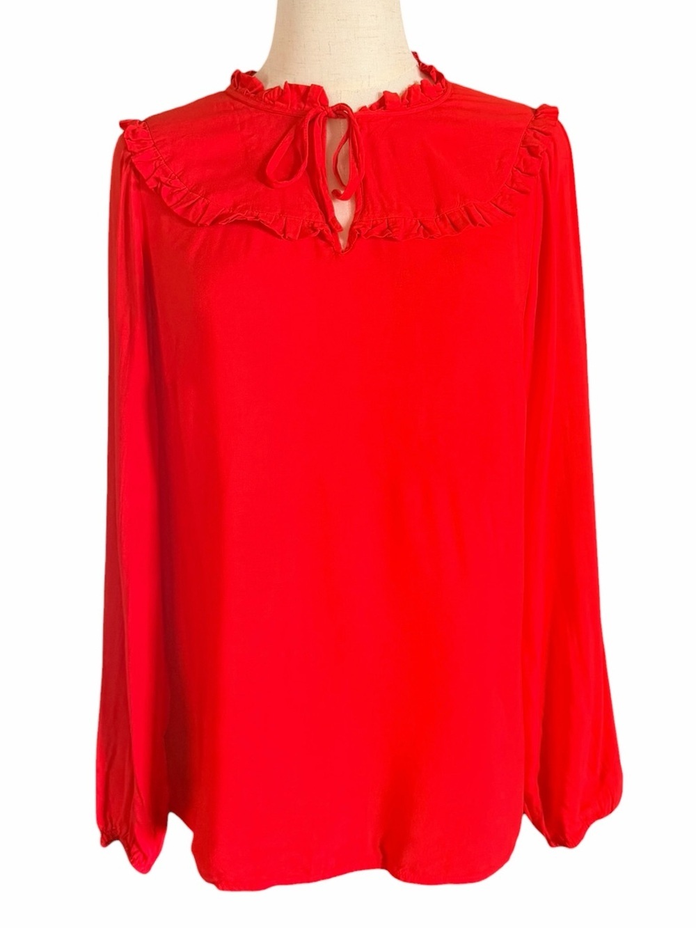 Boden Betsey Orange Ruffle Tie Neck Blouse Top US 6 EUC - Picture 3 of 6